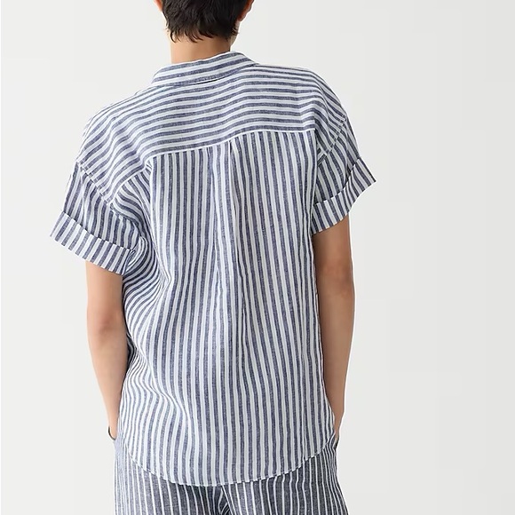 Capitaine shirt in stripe Baird McNutt Irish linen In Dark Medium, M - Picture 2 of 6